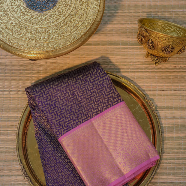 Deep Purple & Pink Silk Saree