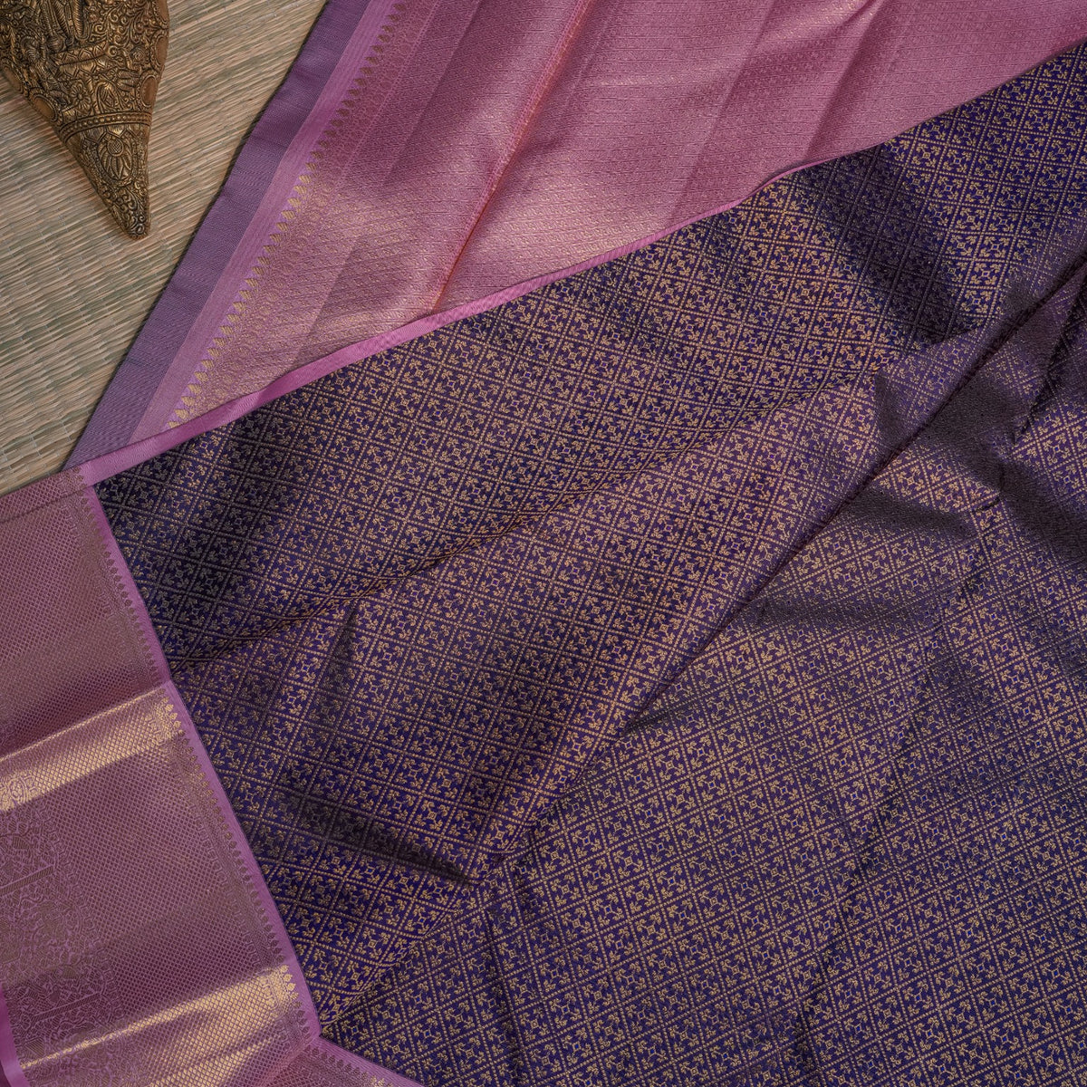 Deep Purple & Pink Silk Saree