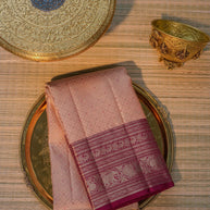 Peach & Wine Silk Saree