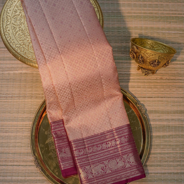 Peach & Wine Silk Saree