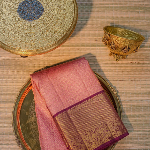 Dusty Pink & Plum Silk Saree