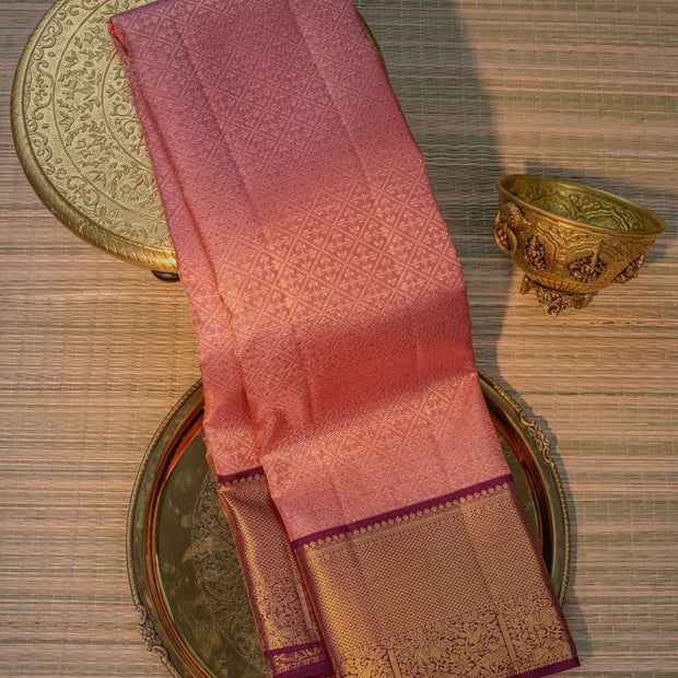 Dusty Pink & Plum Silk Saree