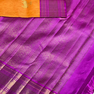 Mustard Orange & Purple Zari Silk Saree