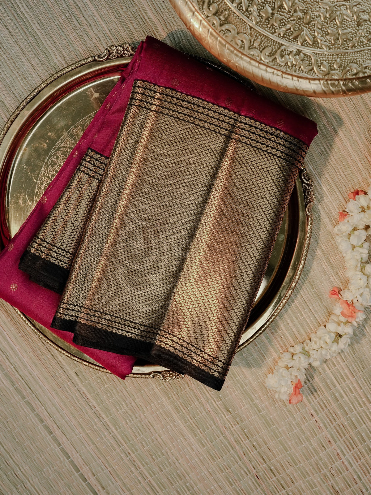 Magenta Saree with Antique Gold Pallu