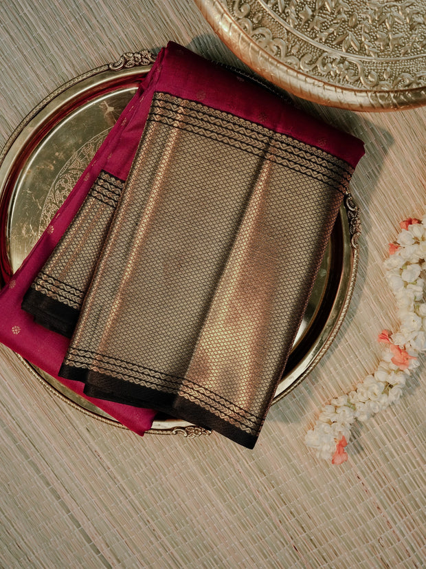 Magenta Saree with Antique Gold Pallu
