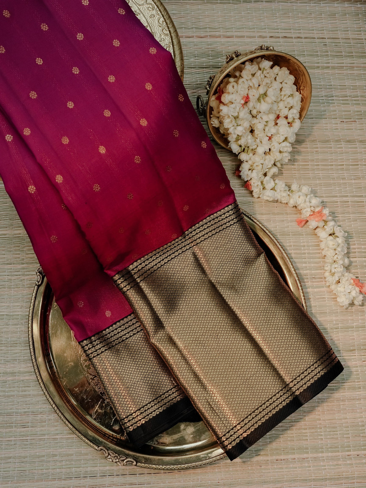 Magenta Saree with Antique Gold Pallu