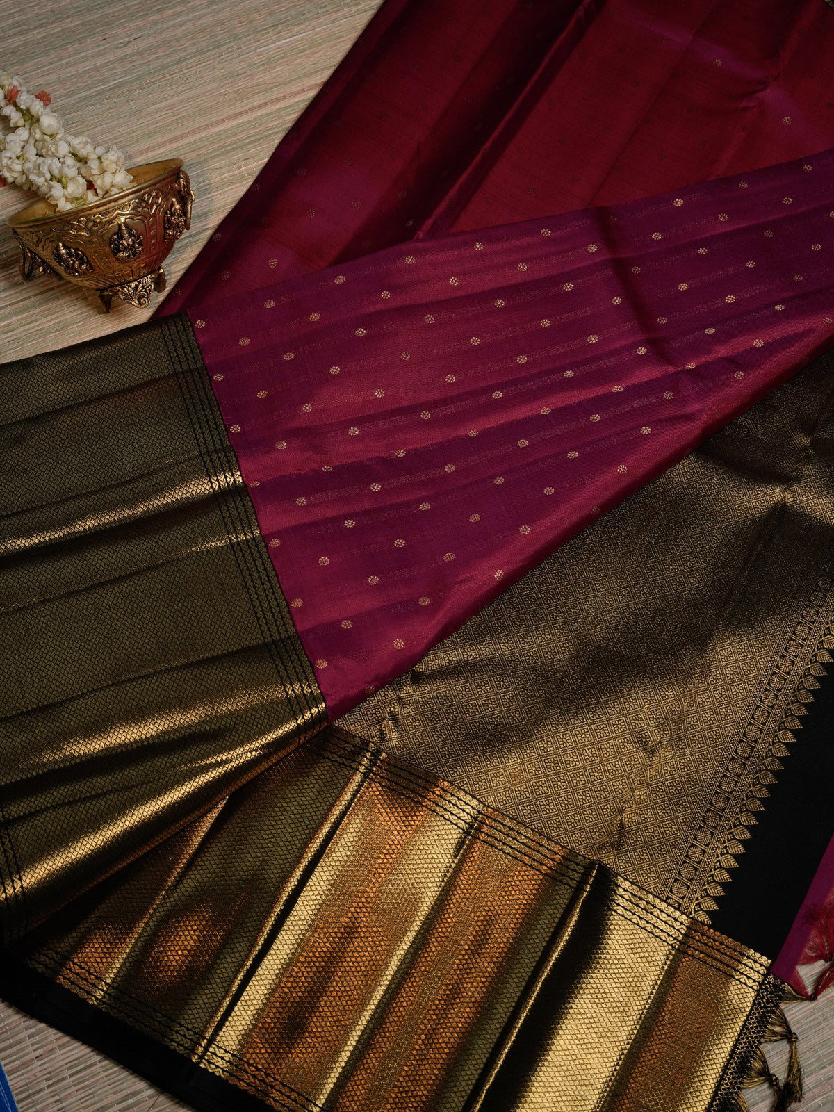 Magenta Saree with Antique Gold Pallu