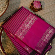 Magenta Pink Saree with Gold Border | Gulmohar